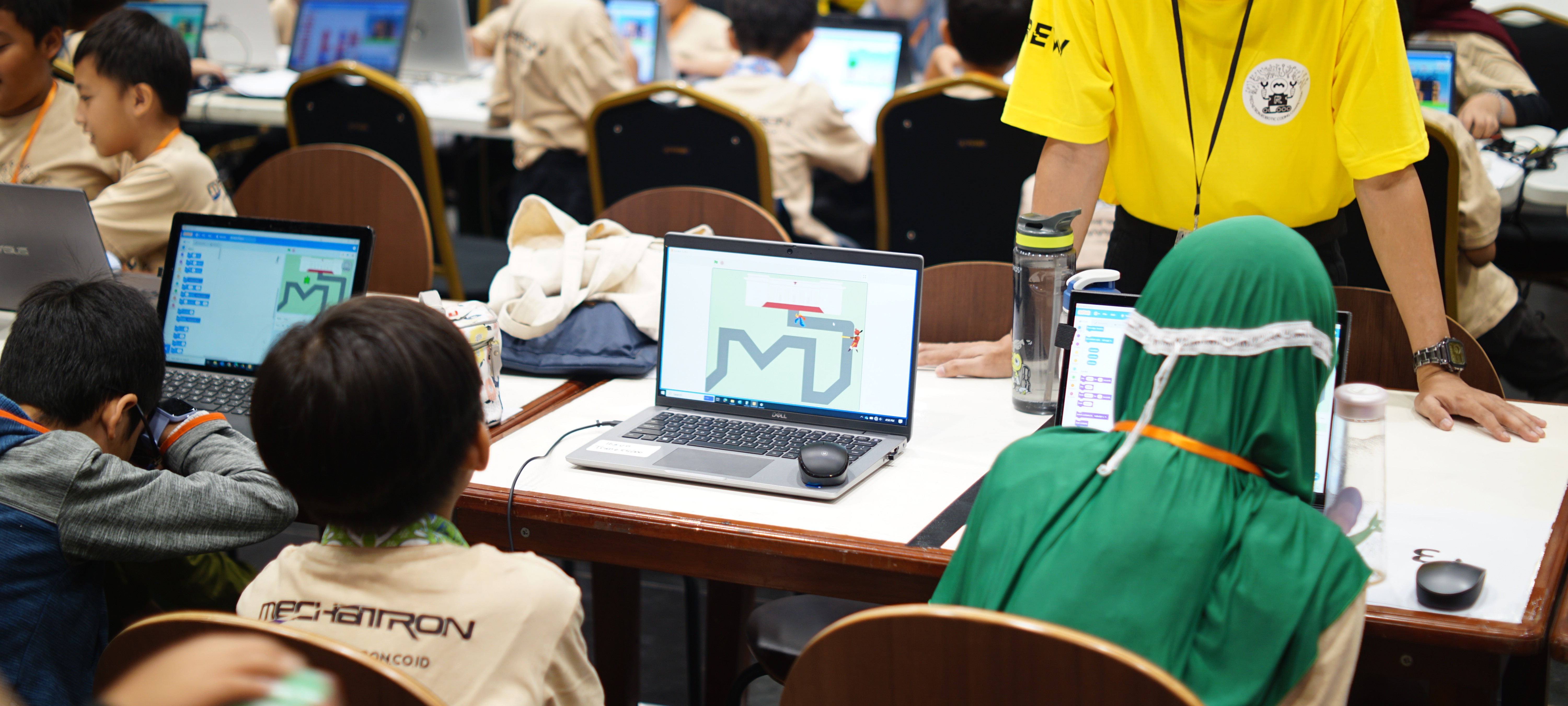 Students in a robotics class